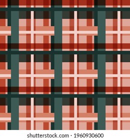 Abstract red and green plaid pattern