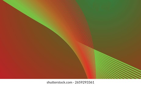 Abstractas rojo y verde con fondo de línea de rayas para UI de diseño digital moderno y visuales creativas
