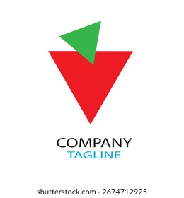 Abstrato vermelho e verde design de logotipo triângulo. Este logotipo versátil é perfeito para empresas relacionadas a crescimento, finanças, agricultura ou tecnologia. Ideal para marcas, sites, apresentações e marketing.