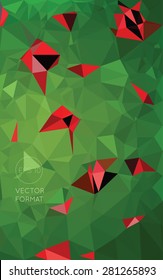 Abstract red and green triangular low poly style vector background,Vector illustration