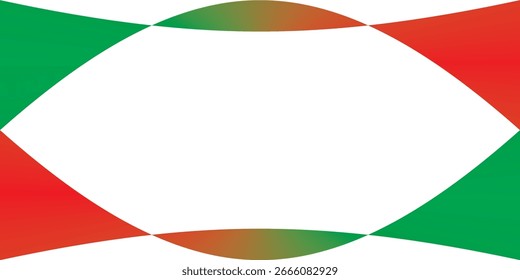 Abstrakter roter und grüner Wellenrand, Hintergrundvektor, gekrümmtes geometrisches Musterdesign, moderne Farbverlauf-Rahmenvorlage für Banner, Poster, Flyer und festliche Dekorationsthemen