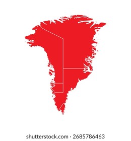 Mapa Abstractas de Groenlandia Roja con Ciudades
