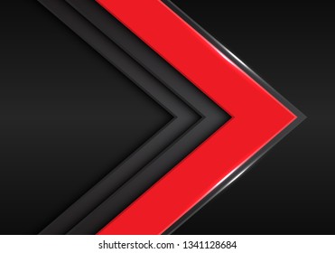 Abstract red grey arrow direction on dark blank space design modern futuristic background vector illustration.