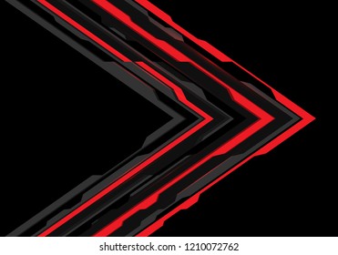 Abstract red grey arrow futuristic direction on black design modern technology background vector illustration.