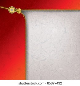 abstract red grey background with gold open zipper