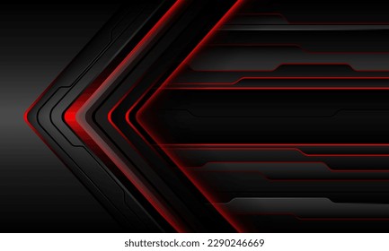 Abstract red grey black cyber arrow direction geometric layer overlap design modern futuristic technology background vector illustration.