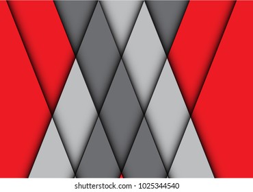 Abstract red grey cross overlap diamond shape design modern background vector illustration.