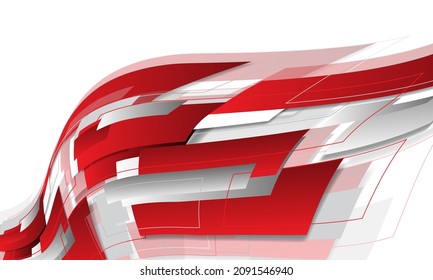 Abstract red grey geometric curve on white design modern creative futuristic technology background vector illustration.