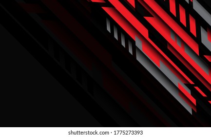 Abstract red grey geometric cyber futuristic technology with blank space design modern background vector illustration.