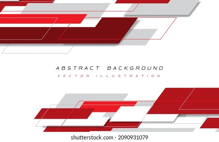 Abstract red grey geometric overlap on white design modern futuristic technology background vector illustration.