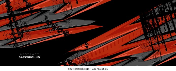 Abstract red grey geometric stripes background. Car decal wrap design