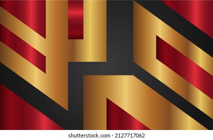 Abstrakter roter, grauer goldener Pfeil in metallischer Richtung überlappen luxuriöse Design moderne futuristische Hintergrund, Vektorgrafik.