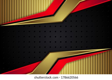 Abstract red grey gold gradient metallic direction luxury overlap design modern futuristic background vector illustration. circle dot and vertical shape pattern.