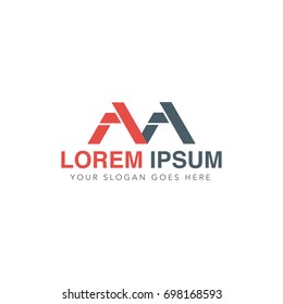 Abstract Red Grey Home Logo design. Real estate agent or Company logo. Initial letter AA M for corporate identity
