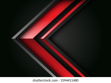 Abstract red grey line arrow 3D direction on black blank space design modern futuristic background vector illustration.