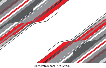 Abstract red grey line circuit cyber on white blank space design modern futuristic technology background vector illustration.