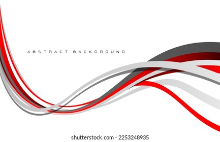 Abstract red grey line curve wave overlap on white with blank space design modern futuristic creative background vector illustration.