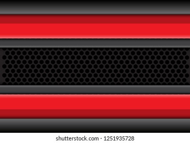 Abstract red grey line overlap on circle mesh design modern futuristic background vector illustration.