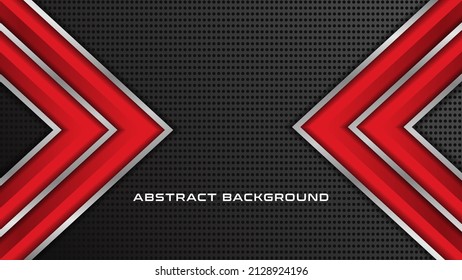 Abstract Red Grey Metallic Arrow Direction on Dark Design Modern Futuristic Background. Editable Vector Illustration of Abstract Background