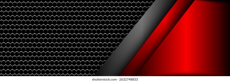 Abstract red grey metallic black line circuit cyber grey hexagon mesh pattern design modern futuristic technology creative background vector illustration.