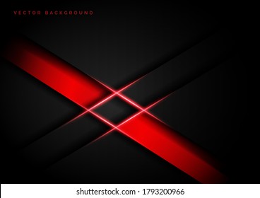 Abstract red grey overlapping layers design modern futuristic background with red light effect. vector illustration.