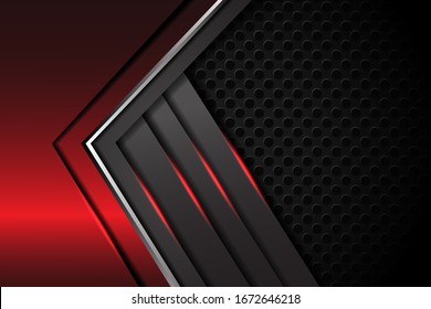 Diseño de solapamiento de lujo en dirección metálica en flecha gris gris abstracta, con diseño de malla circular moderno de fondo futurista vectorial.