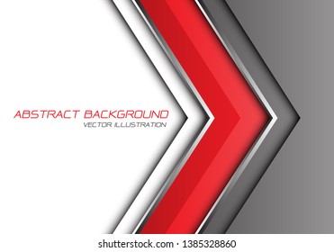 Abstract red grey silver line arrow direction with  white blank space and text design modern futuristic background vector illustration.