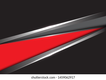 Abstract Red Grey Silver Triangle On Black Design Modern Futuristic Background Vector Illustration.