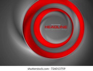 Abstract red and grey tech circles background. Vector geometric corporate design