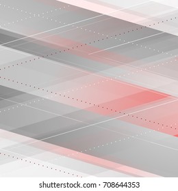 Abstract red grey tech geometric background. Minimal vector design