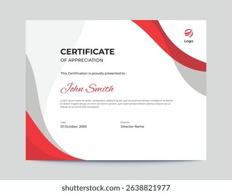 Abstract Red and Grey Waves Certificate Design
