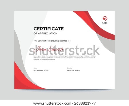 Abstract Red and Grey Waves Certificate Design