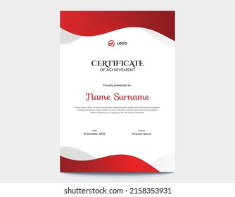 Abstract Red and Grey Waves Vertical Certificate Design