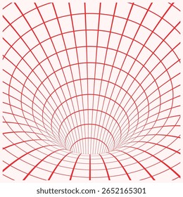Abstract Red Grid Vortex  Digital Art Illustration