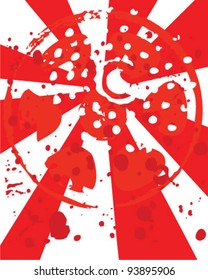abstract red grunge background with splats and halftone effects