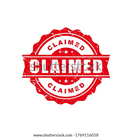 Abstract Red Grunge Circle Claimed Rubber Stamps Sign Vector, Red Grungy Circle Claimed Seal, Mark, Label Design Template