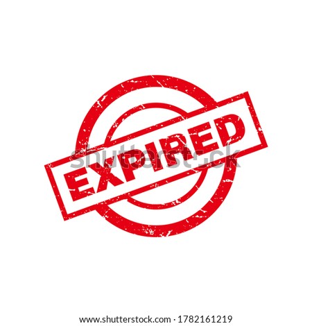 Abstract Red Grunge Circle Expired Rubber Stamps Sign Ilustration Vector, Expired Text Seal, Mark, Label Design Template Foto d'archivio © 
