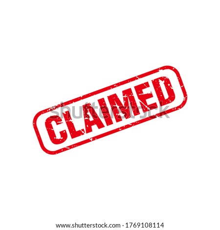 Abstract Red Grunge Claimed Rubber Stamps Sign Vector, Red Grungy Claimed Seal, Mark, Label Design Template