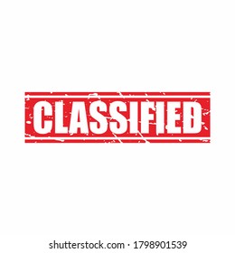 Abstract Red Grunge Classified Rubber Stamps Sign Illustration Vector, Classified Text Seal, Mark, Label Design Template