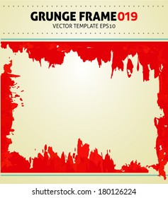 Abstract red grunge frame. Backgrond vector texture