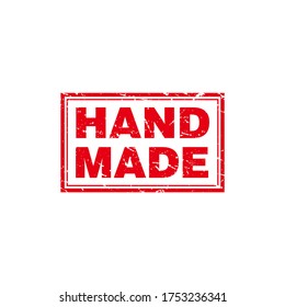 Abstract Red Grunge Hand Made Rubber Stamps Sign Vector, Red Grunge Hand Made Seal, Mark, Label Design Template