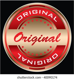 Abstract red grunge office rubber stamp with small stars and the word original written inside the stamp