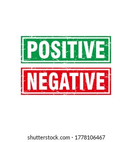 Abstract Red Grunge Positive Negative Rubber Stamps Sign Ilustration Vector, Positive Negative Text Seal, Mark, Label Design Template