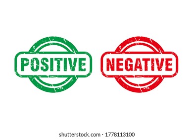 Abstract Red Grunge Positive Negative Circle Rubber Stamps Sign Ilustration Vector, Positive Negative Text Seal, Mark, Label Design Template