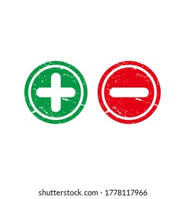 Resumen Grunge Rojo Positivo Círculo Negativo Sello de goma Signo Vector de Ilustración, Sello Negativo Positivo, Marca, Plantilla de Diseño de Etiqueta