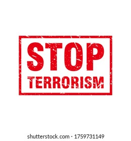 Abstrakte rote Grunge Stopp Terrorism Rubber Stempel Schild Vektorgrafik, rote Grunge Stopp Terrorism Siegel, Mark, Label Design Template