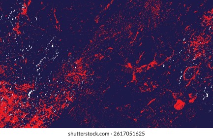 Abstract red grunge texture design on blue background. Vector illustration