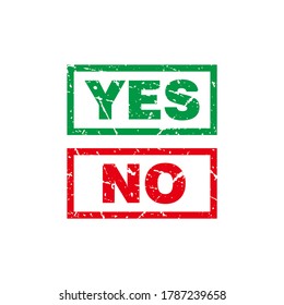 Abstract Red Grunge Yes and No Rubber Stamps Sign Ilustration Vector, Yes and No Text Seal, Mark, Label Design Template