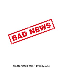Abstract Red Grungy Bad News Rubber Stamp Sign Illustration Vector, Bad News Text Seal, Mark, Label Design Template - Shutterstock ID 1938876958