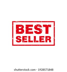 Abstract Red Grungy Best Seller Rubber Stamp Sign Illustration Vector, Best Seller Text Seal, Mark, Label Design Template